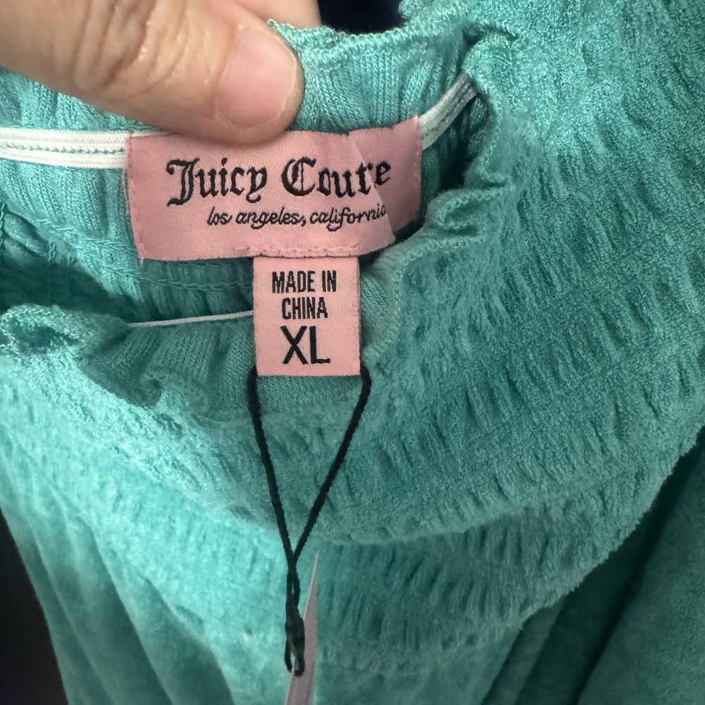 Juicy Couture Dress Womens XL Coastal Teal Strapless Smocked Ruffle Coverup - Picture 5 of 9